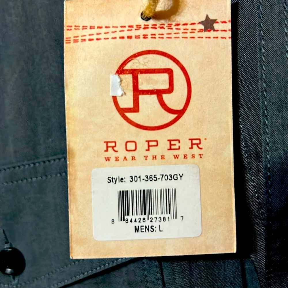 ROPER Men's Classic Grey Button Down Shirt Long sleeve Large smoke free home